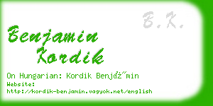 benjamin kordik business card